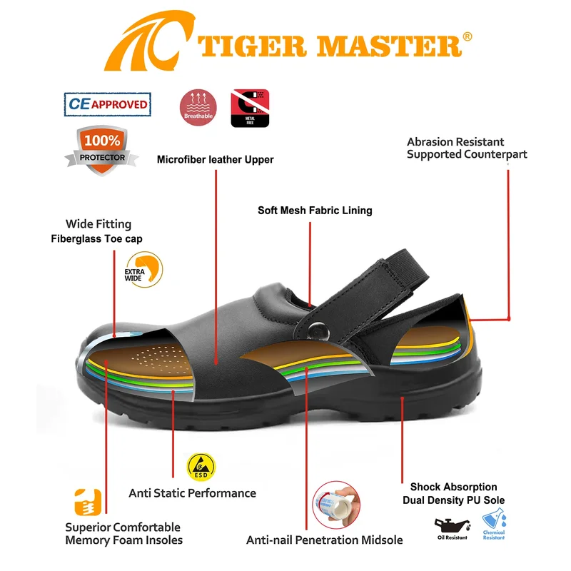 中国 TM3366玻璃纤维脚趾厨师厨房安全鞋餐厅 制造商