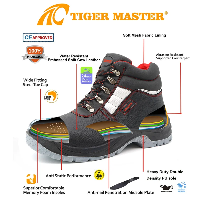 Chine TM004-2 Chaussures de sécurité en cuir anti-piétinement en acier non glissé pour femmes fabricant