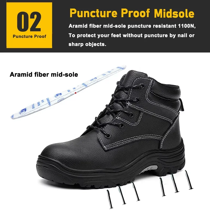China TM3371 Steel Toe Puncture Proof Leather Mining Safety Shoes Resistant to Oil manufacturer