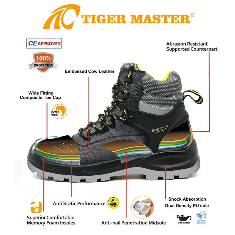 中国 TM158防滑欧盟钢趾防线安全鞋，用于建筑 制造商