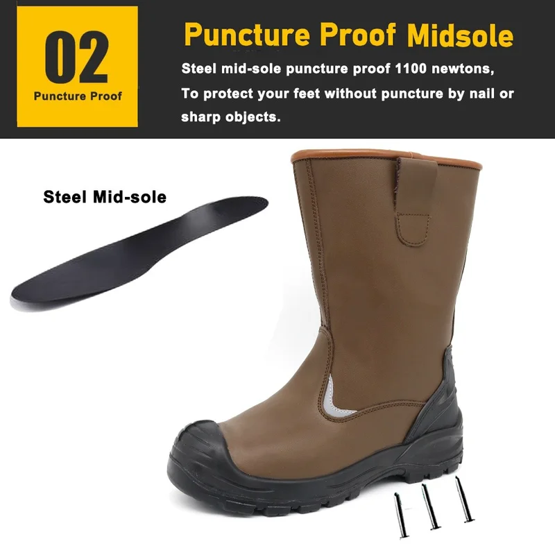 Cina TM073 Stivali di sicurezza per saldatura anti -puntura in acciaio marrone per l'industria siderurgica produttore