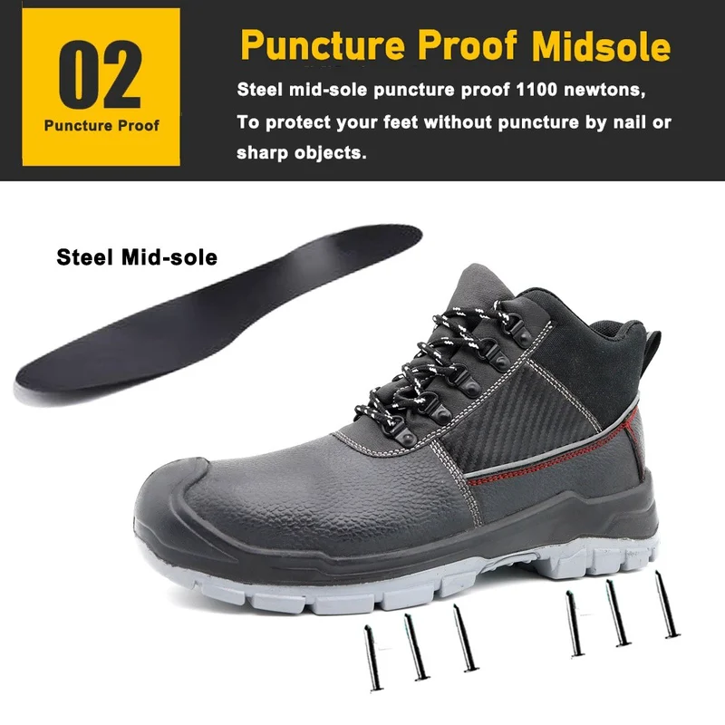 China TM3337 Black Leather Water Resistant Steel toe S3 Safety Shoes for Construction manufacturer