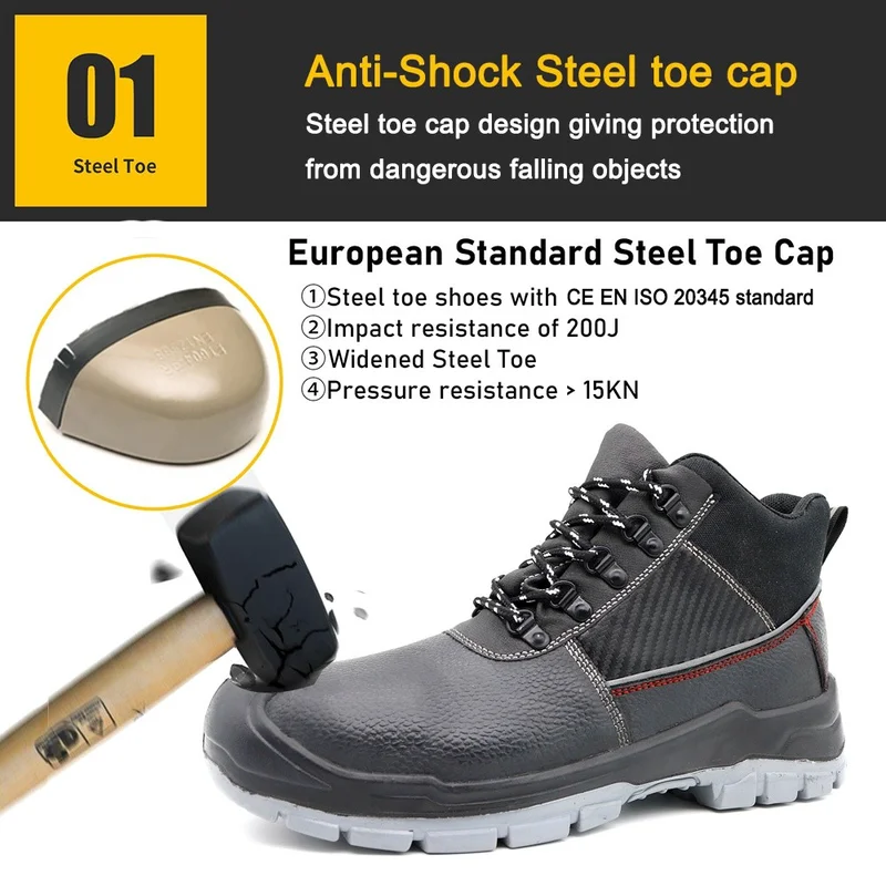 China TM3337 Black Leather Water Resistant Steel toe S3 Safety Shoes for Construction manufacturer