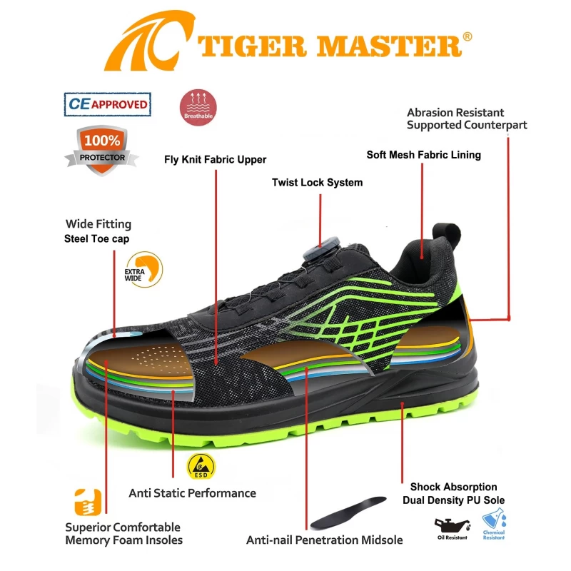 China TM3375 Quick Release Buckle Fashion Sport Safety Shoes with Steel Toe manufacturer