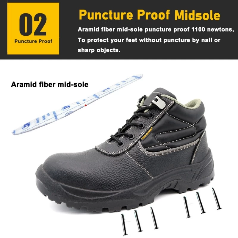 Китай TM088 Fiberglass Toe Anti -Puncture Metal Free Leather Safety Shoes производителя