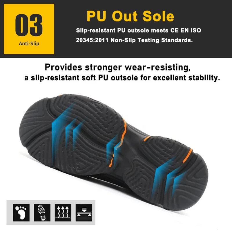China TM248 Anti Slip PU Sole Steel Toe Puncture-proof Men's Safety Shoes Construction manufacturer
