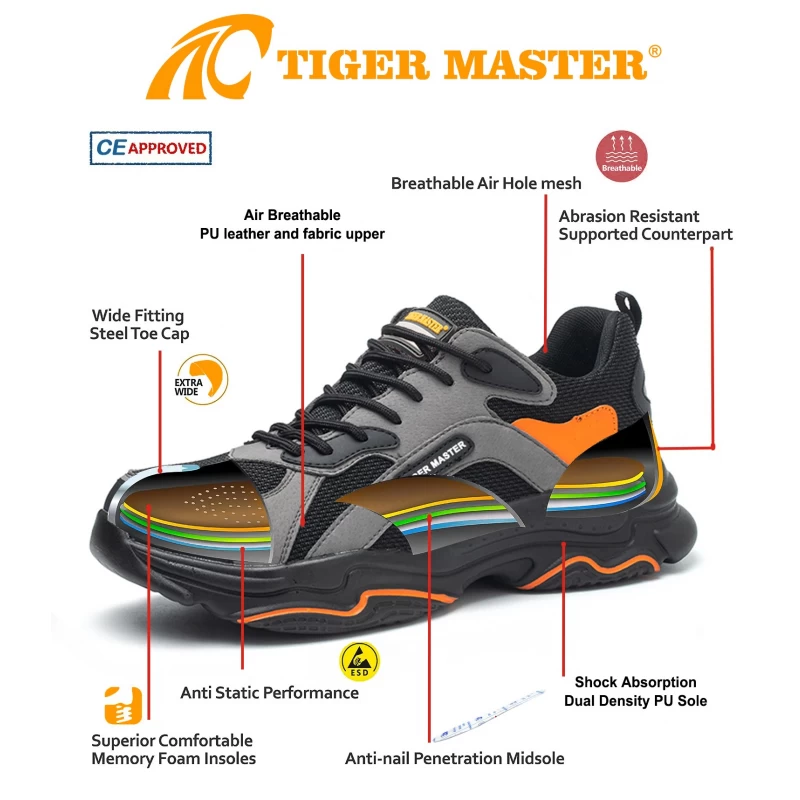 China TM248 Anti Slip PU Sole Steel Toe Puncture-proof Men's Safety Shoes Construction manufacturer