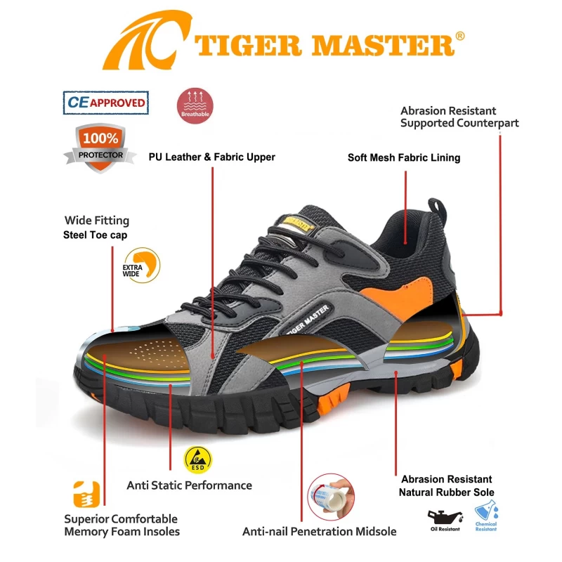 China TM248-1 Abrasion Resistance Rubber Sole Steel Toe Safety Shoes for Construction manufacturer