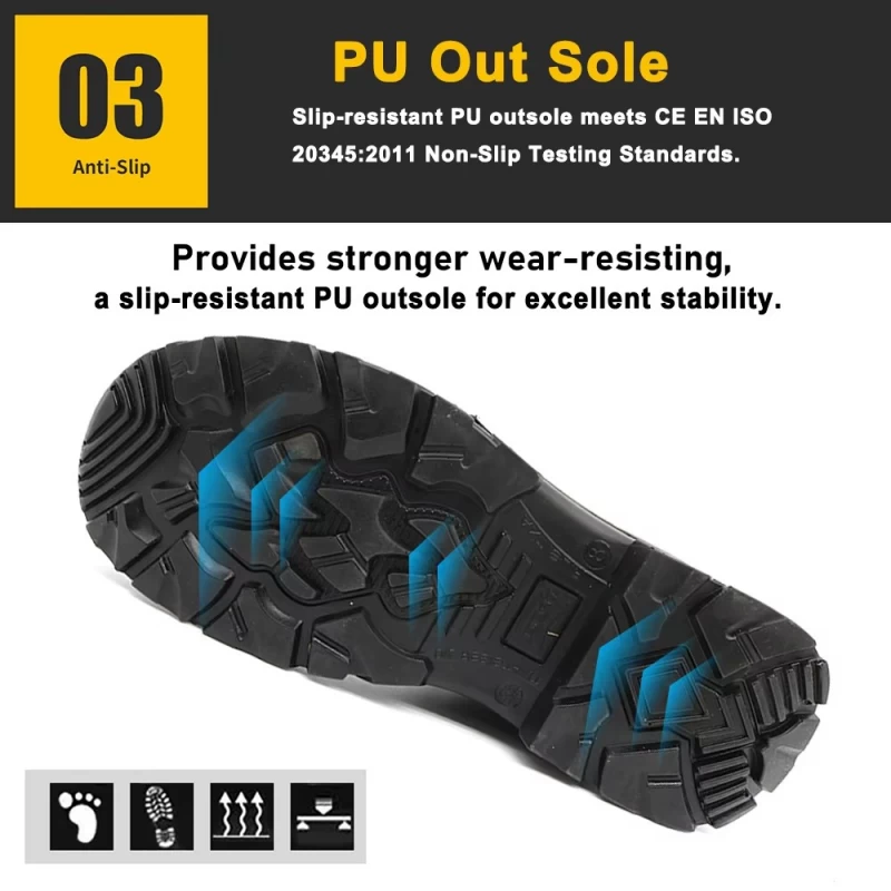 China TM3378 Black Leather Steel Toe Anti-puncture Industrial Safety Boots Non-slip manufacturer