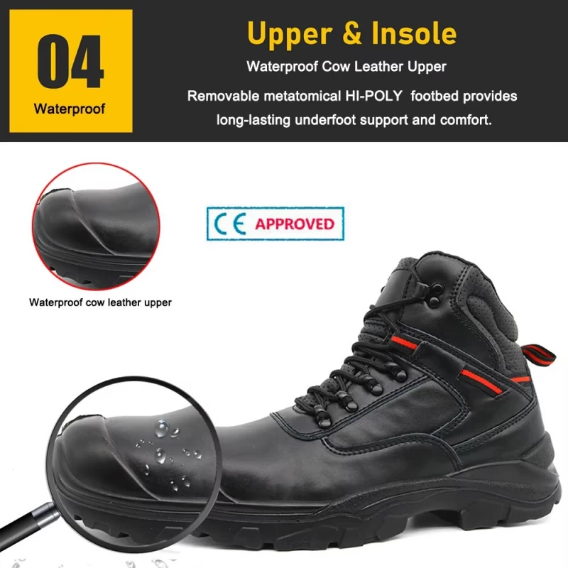 China TM3378 Black Leather Steel Toe Anti-puncture Industrial Safety Boots Non-slip manufacturer