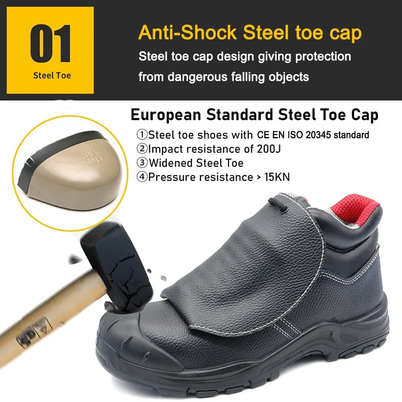 China TM3380 Anti Slip Steel Toe Puncture Proof Spark Protection Welding Safety Shoes Leather manufacturer