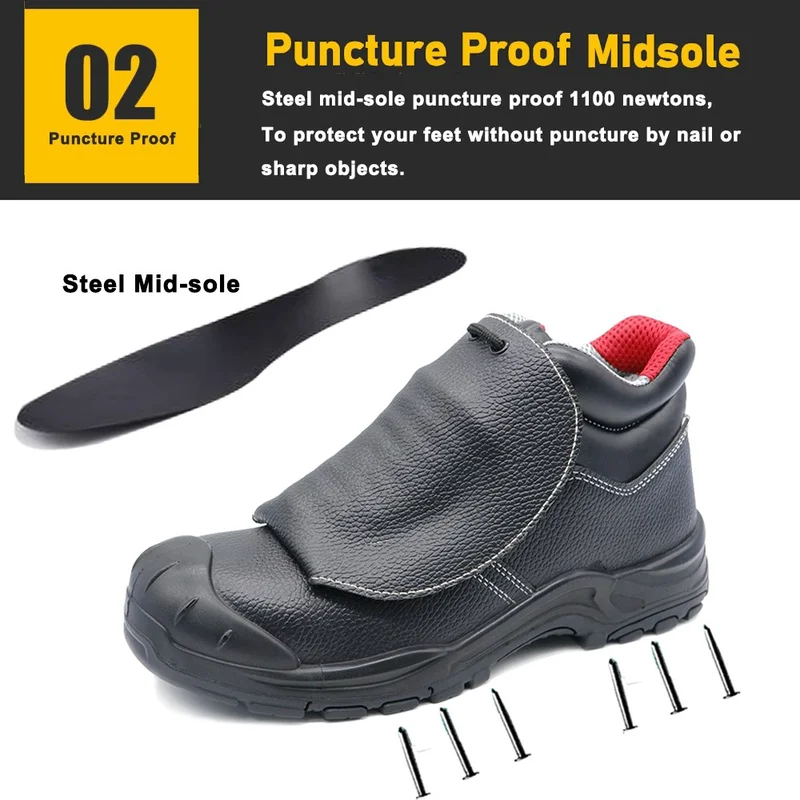 China TM3380 Anti Slip Steel Toe Puncture Proof Spark Protection Welding Safety Shoes Leather manufacturer