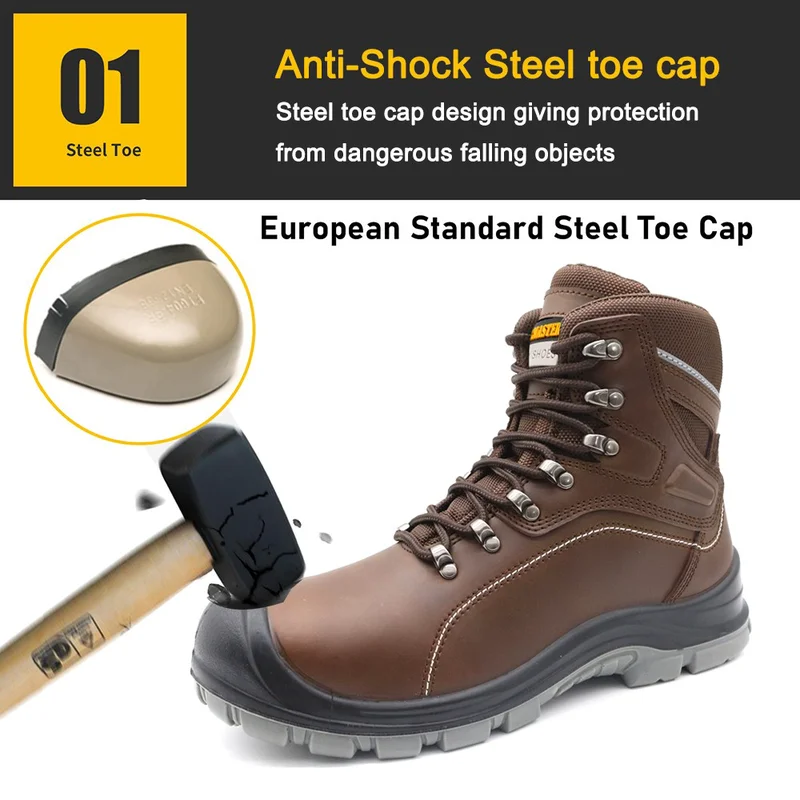 China TM179 Braune, hochwertige Sicherheitsstiefel aus echtem Leder mit Stahlkappe für die Industrie Hersteller
