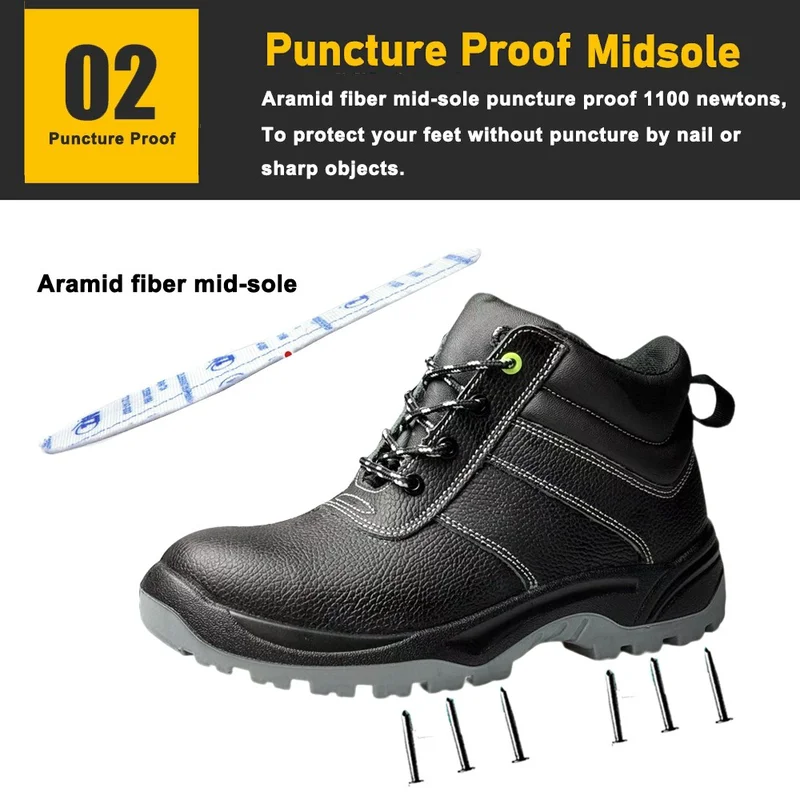 中国 TM3382 防滑防刺穿玻璃纤维趾皮革建筑安全靴 制造商