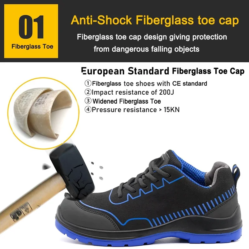 중국 TM3383 작업장을 위한 미끄럼 방지 섬유유리 발가락 방지 천공 ESD 스포츠 안전화 제조업체