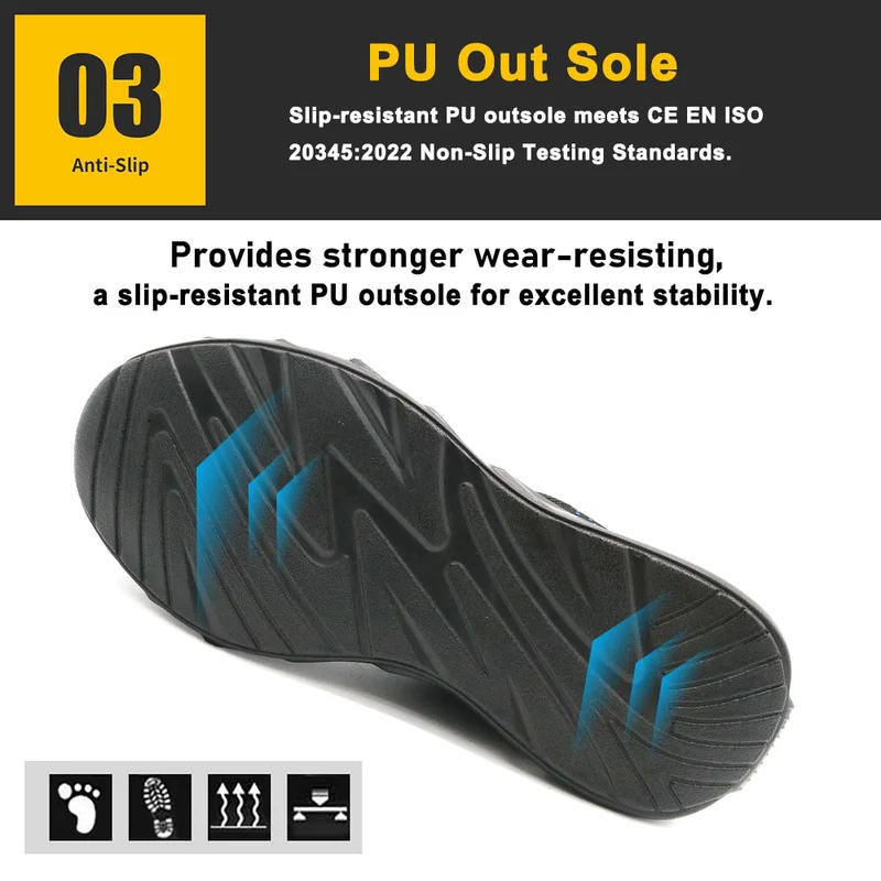 중국 TM3061 에어 쿠션 미끄럼 방지 EU 강철 발가락 운동화 남성용 안전화 제조업체