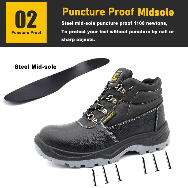 China TM008 Antislip lederen veiligheidsschoenen met stalen neus en anti-lekneus van EU voor de bouw fabrikant