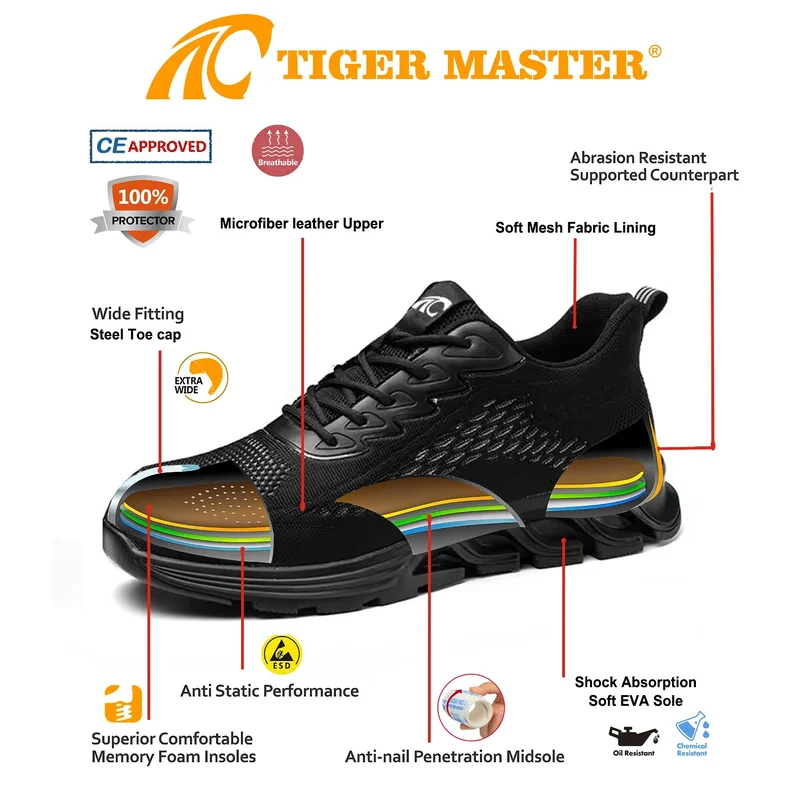 中国 TM3225 鋼つま先衝撃耐パンク性ソフト快適なスポーツ安全靴 メーカー