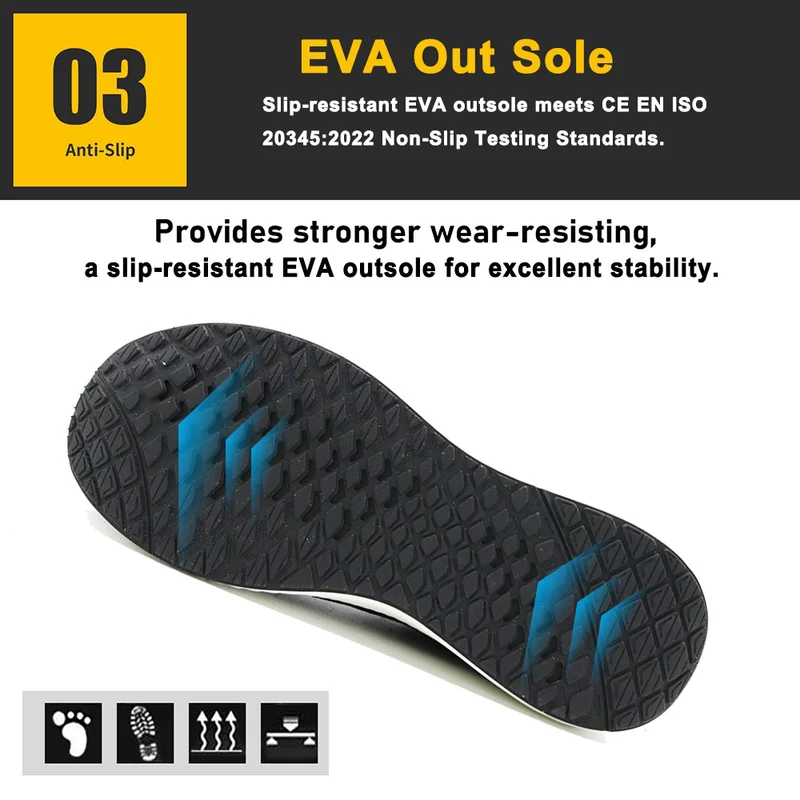 China TM257 Anti-slip EVA Sole Steel Toe Kevlar Mid-sole Work Safety Shoes Lightweight manufacturer