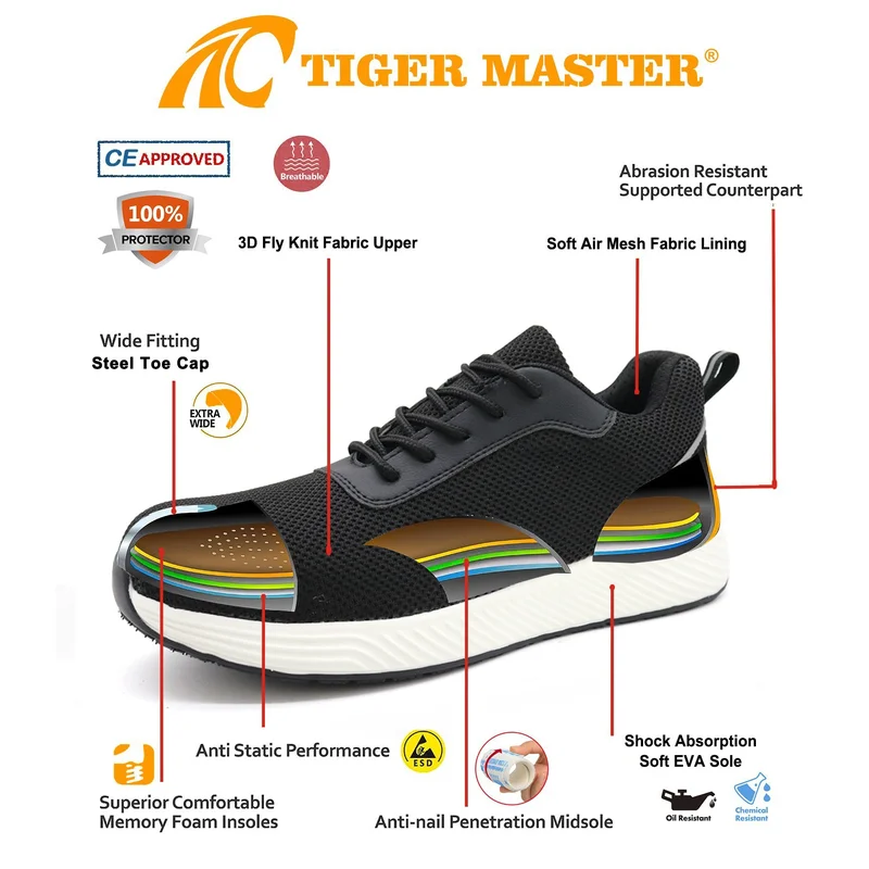 China TM257 Anti-slip EVA Sole Steel Toe Kevlar Mid-sole Work Safety Shoes Lightweight manufacturer