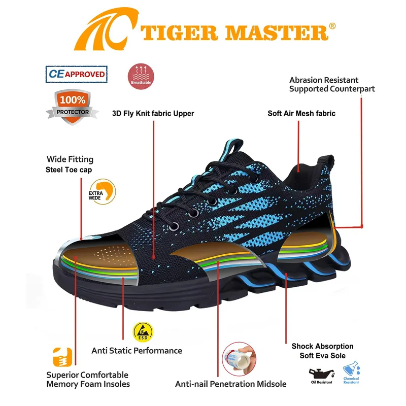 중국 TM3253 강철 발가락이 있는 미끄럼 방지 경량의 편안한 스포츠 안전화 제조업체