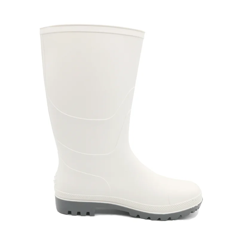 China GB01 White Anti-slip Waterproof PVC Rain Boots for Food Industry with Logo manufacturer