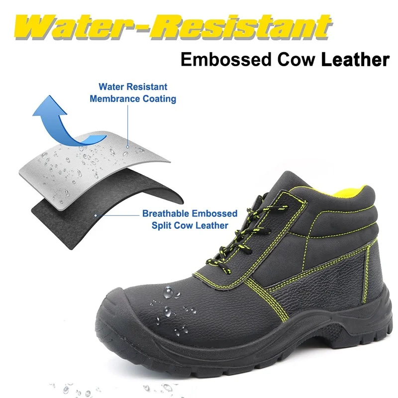 Cina TM008 Stivali di sicurezza antiscivolo antiforatura con punta in acciaio in pelle nera per l'edilizia produttore