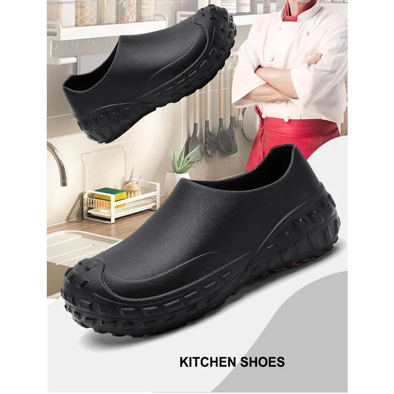 China TM3390 Anti-skid Waterproof Lightweight Black EVA Kitchen Chef Work Shoes manufacturer