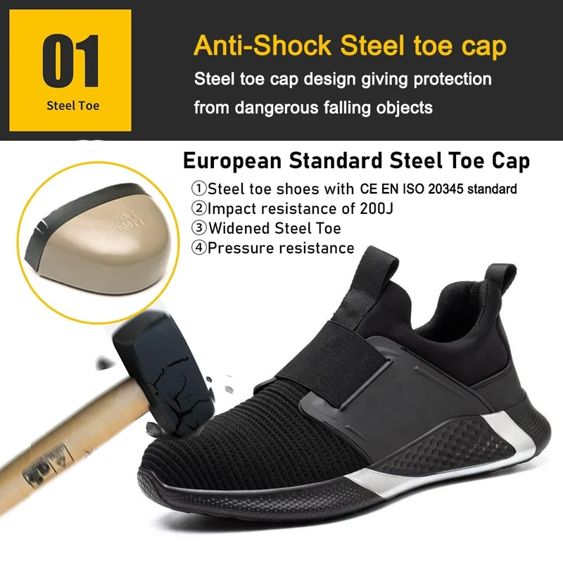 China TM3391 Anti-slip Steel Toe Puncture-proof Black Sport Safety Shoes Lightweight manufacturer