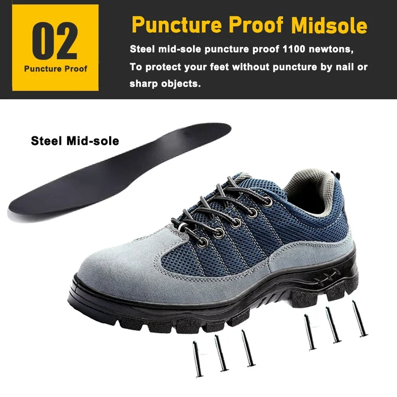 중국 TM3402 미끄럼 방지 고무 밑창 스웨이드 가죽 강철 발가락 안전화 창고 제조업체