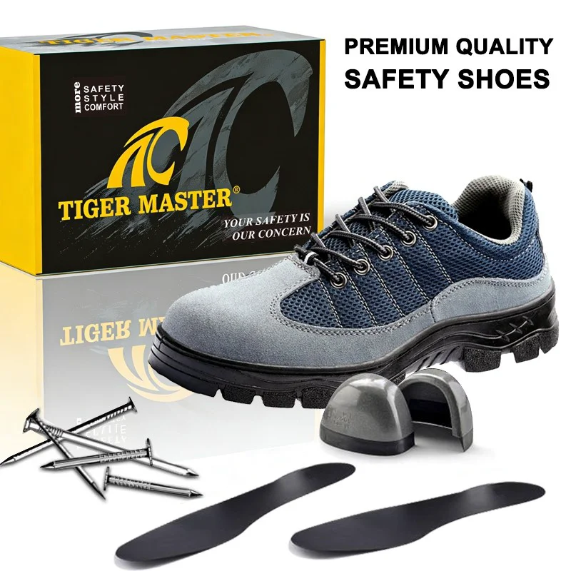 중국 TM3402 미끄럼 방지 고무 밑창 스웨이드 가죽 강철 발가락 안전화 창고 제조업체