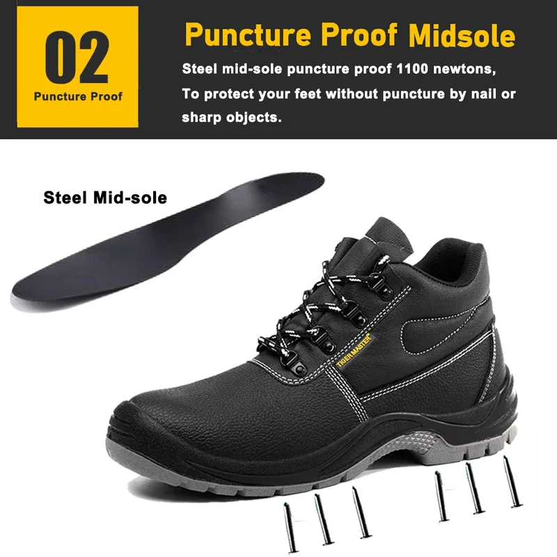 Cina TM3410 Stivali di sicurezza sul lavoro in pelle antiforatura con punta in acciaio antiscivolo per l'edilizia produttore