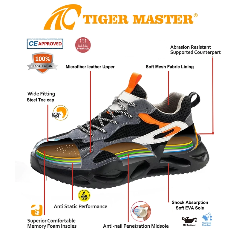 China TM3413 Anti-slip Steel Toe Puncture-proof Fashion Sport Safety Shoes Lightweight manufacturer