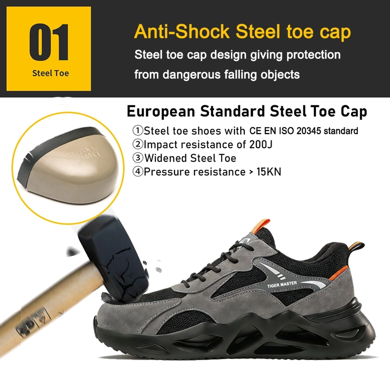 China TM3415 Grey Anti-slip Steel Toe Puncture-proof Comfort Safety Shoes Sport Design manufacturer