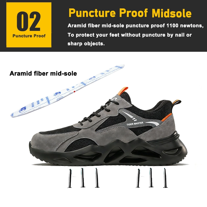 China TM3415 Grey Anti-slip Steel Toe Puncture-proof Comfort Safety Shoes Sport Design manufacturer