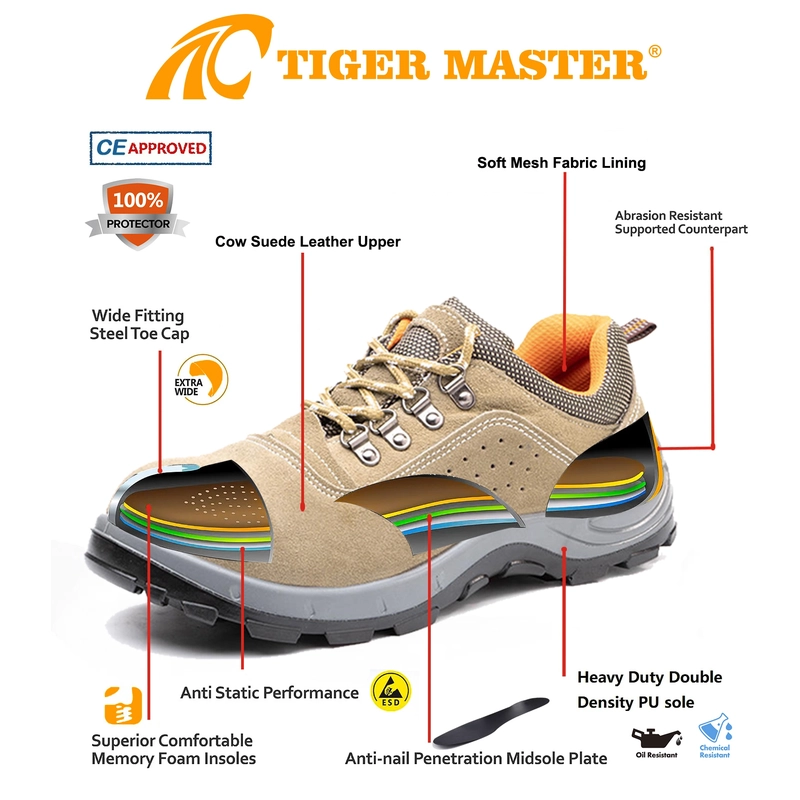 China TM3418 Oil Slip Resistant Steel Toe Puncture-proof Suede Work Shoes Low Cut manufacturer