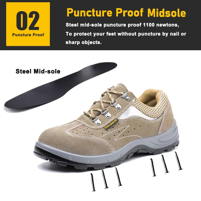 China TM3419 Non-slip Steel Toe Anti-puncture Breathable Suede Safety Shoes Warehouse manufacturer