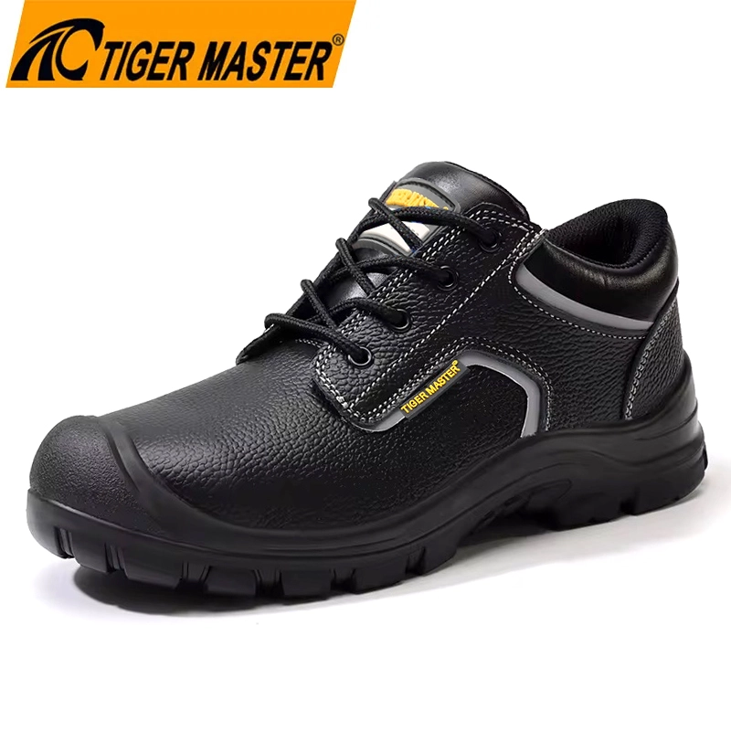 China TM3428 Black Leather Steel Toe Anti-puncture Construction Work Shoes for Men manufacturer
