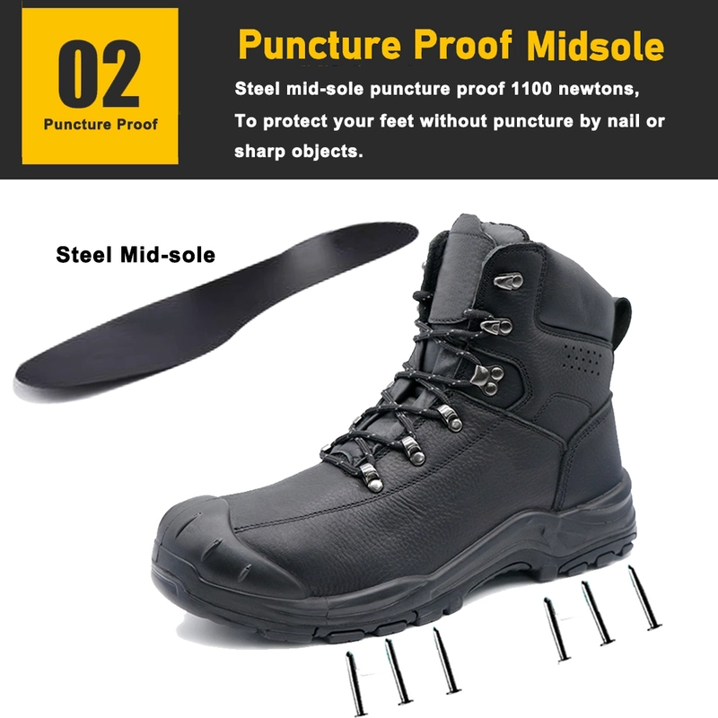 China TM3430 Full Grain Leather Steel Toe Anti-puncture Construction Safety Boots High Quality manufacturer