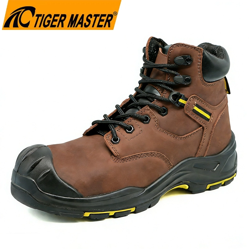 China TM3431 Nubuck Leather Fiberglass Toe High Quality Safety Boots PU Rubber Sole manufacturer