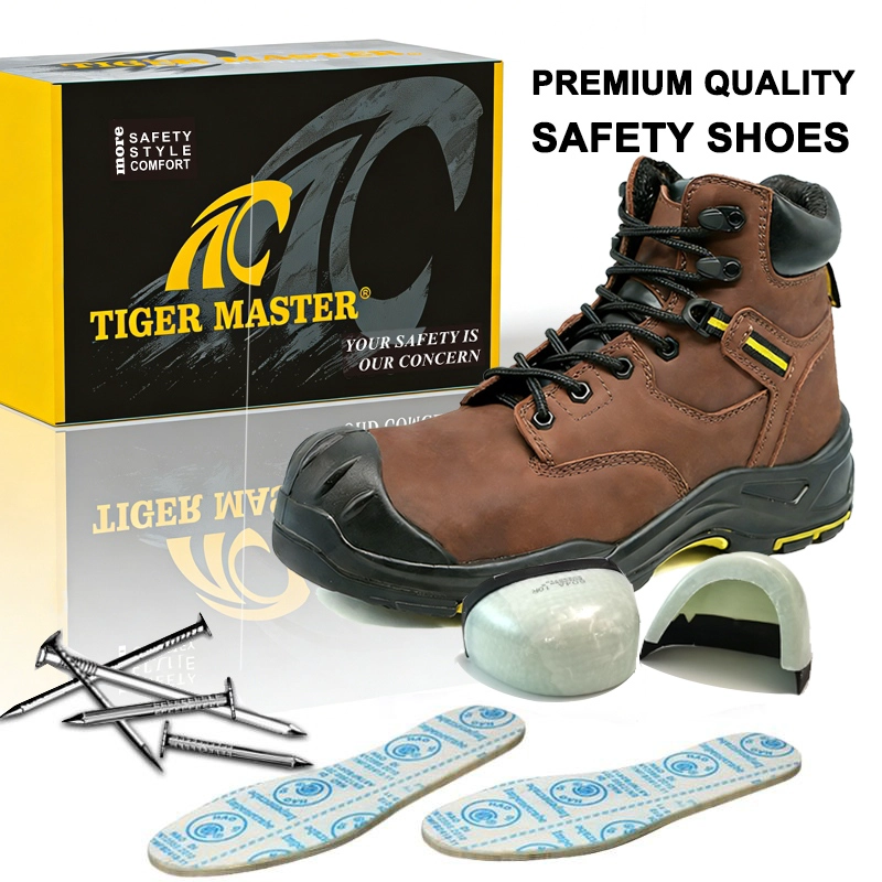 China TM3431 Nubuck Leather Fiberglass Toe High Quality Safety Boots PU Rubber Sole manufacturer