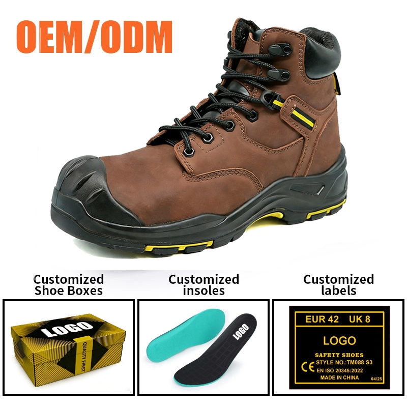 China TM3431 Nubuck Leather Fiberglass Toe High Quality Safety Boots PU Rubber Sole manufacturer