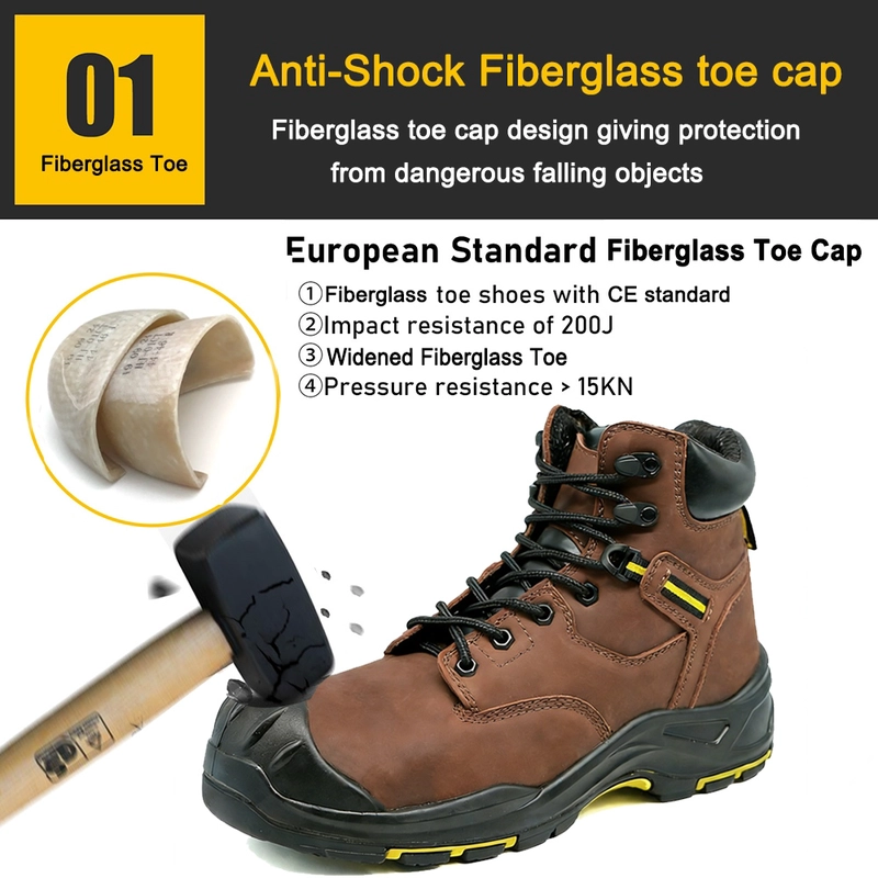 China TM3431 Nubuck Leather Fiberglass Toe High Quality Safety Boots PU Rubber Sole manufacturer