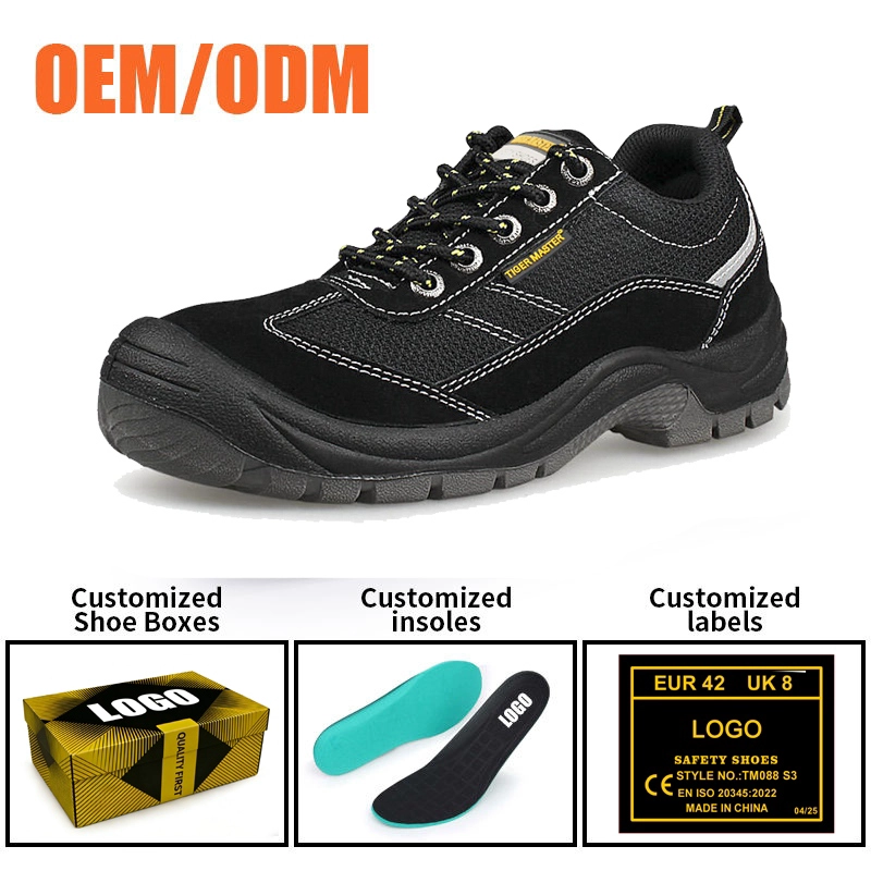 China TM3433 Slip Resistant Steel Toe Anti-puncture Black Suede Safety Shoes Men manufacturer