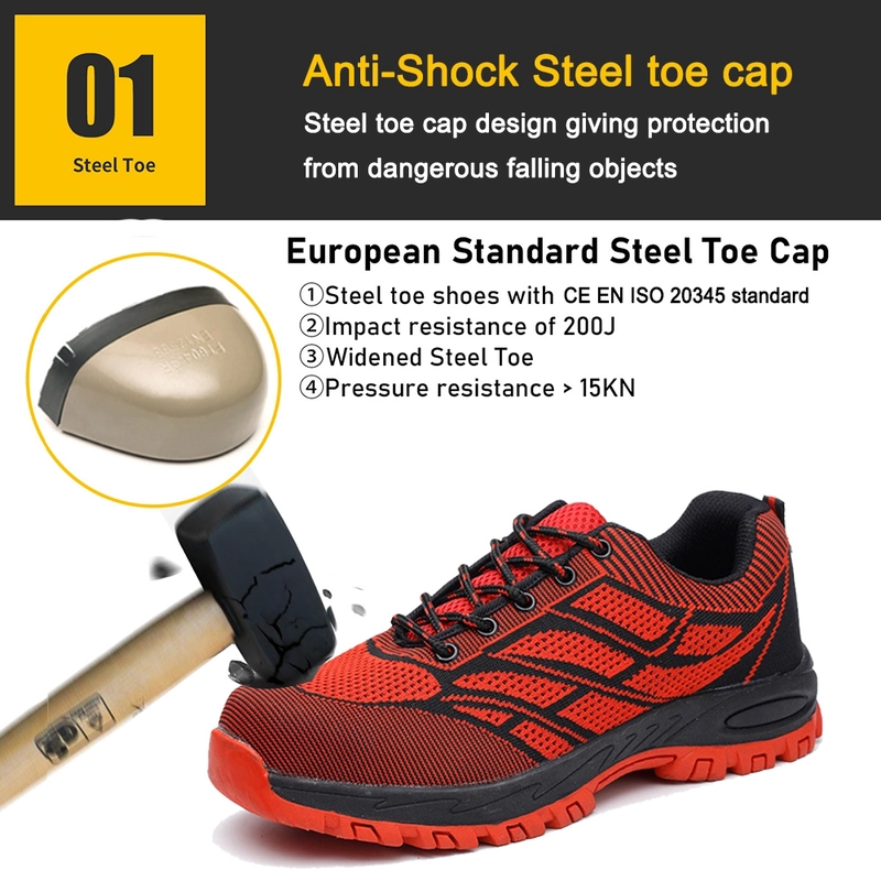 China TM3436 Anti-slip Steel Toe Puncture-proof Red Sport Safety Shoes for Women manufacturer