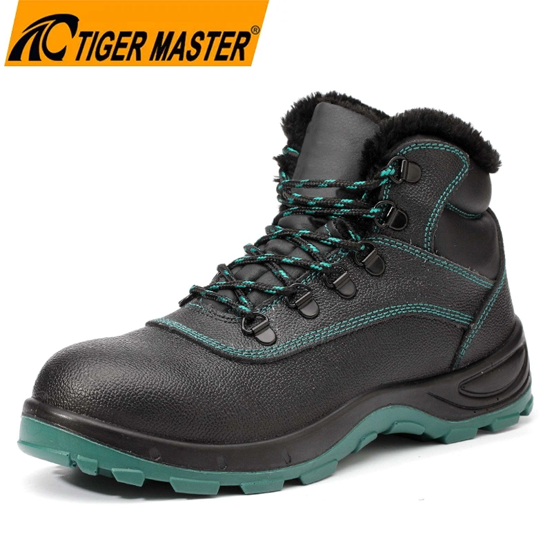 China TM3439 Botas de segurança de inverno de couro antiderrapante com biqueira larga de aço e couro antifuros para homens fabricante