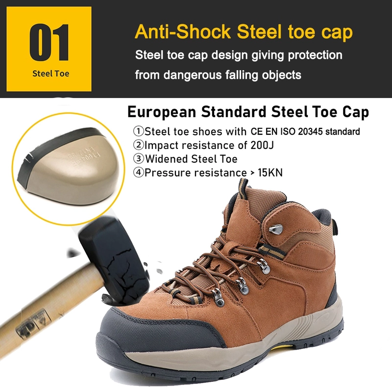 China TM3442 Steel Toe Anti-puncture EVA Rubber Sole Brown Suede Safety Shoes for Man manufacturer