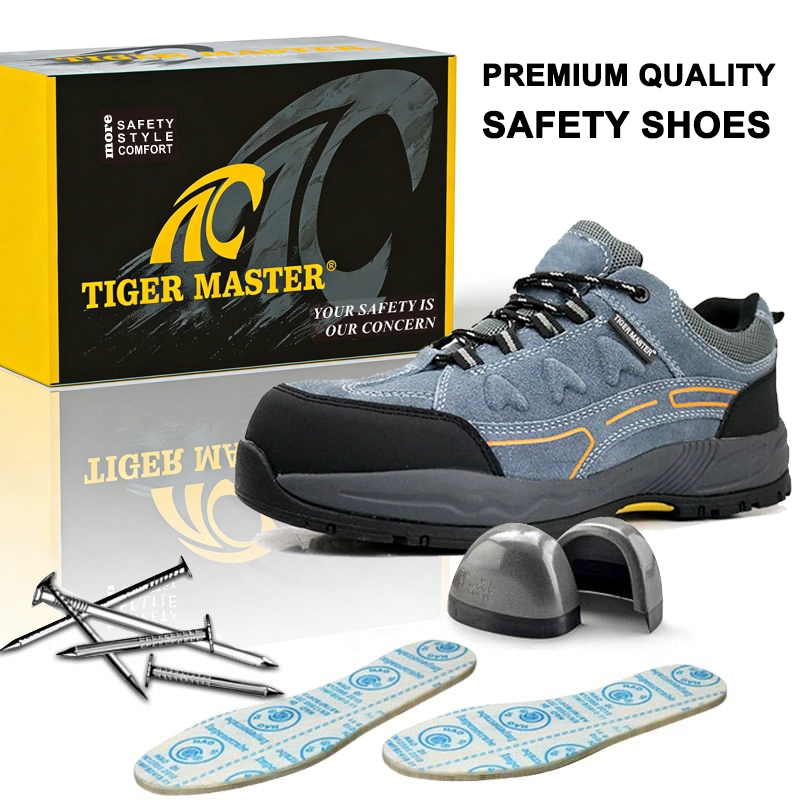 중국 TM3451 남성용 강철 발가락 방지 천공 블루 스웨이드 하이킹 스포츠 안전화 제조업체