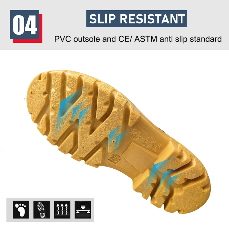 Chine GB39 Bottes de pluie de sécurité en PVC noir avec embout en acier et semelle intercalaire en acier imperméables et résistantes avec logo fabricant