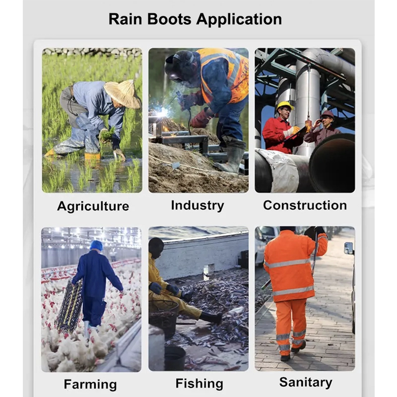 Chine GB39 Bottes de pluie de sécurité en PVC noir avec embout en acier et semelle intercalaire en acier imperméables et résistantes avec logo fabricant